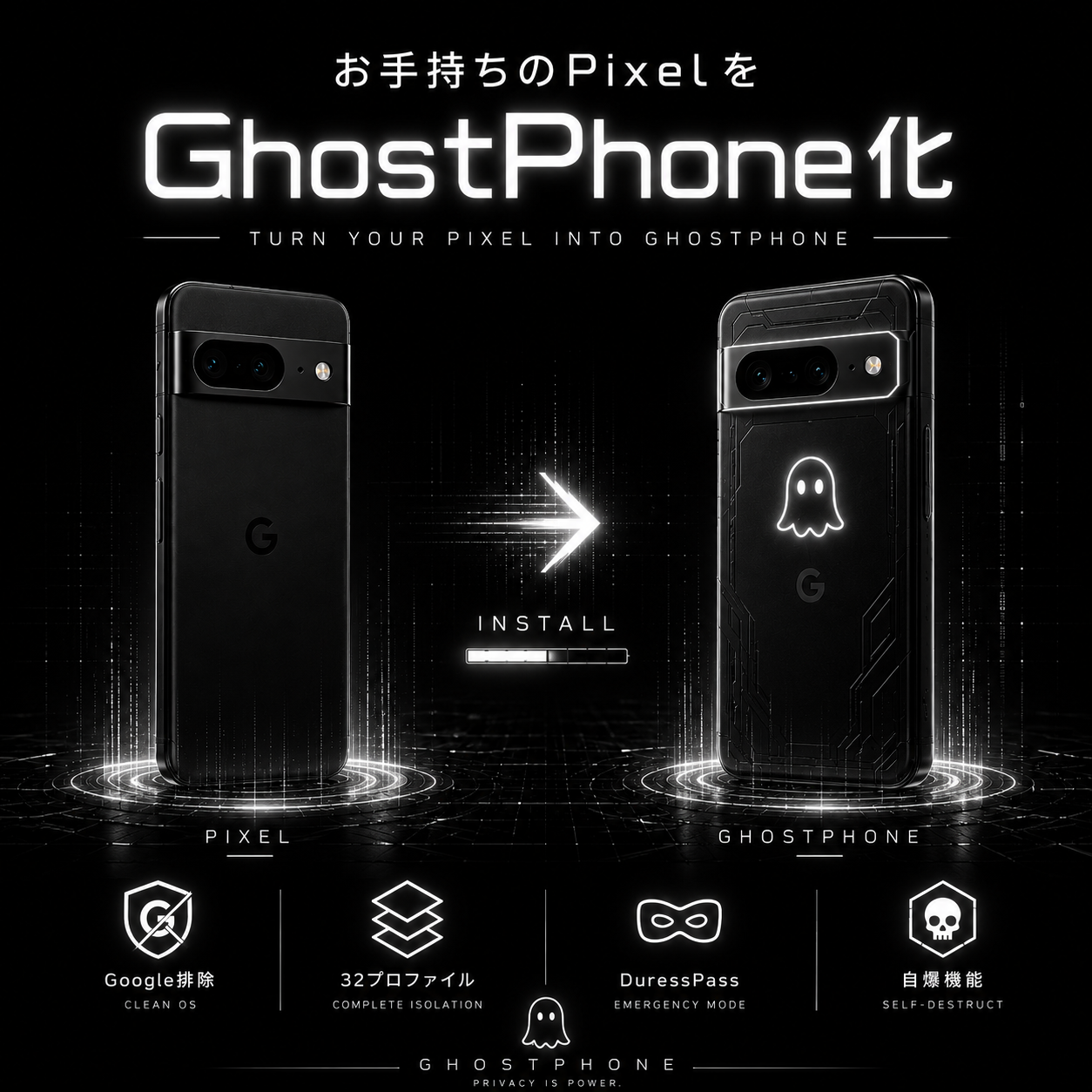 手持ちのGoogle Pixel（6以上）にGhostPhoneをインストールする