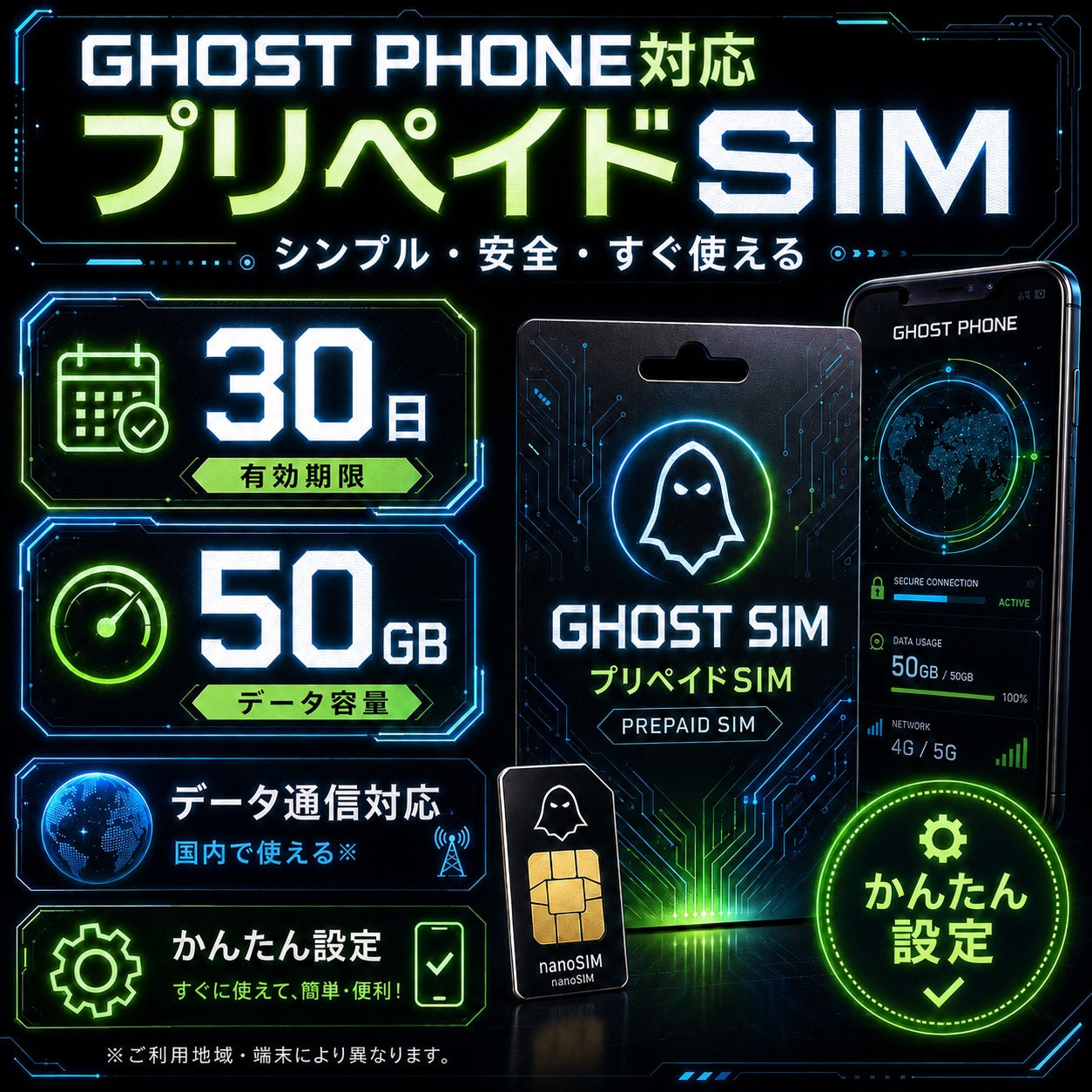 Ghost SIM｜30日50GB プリペイドデータSIM