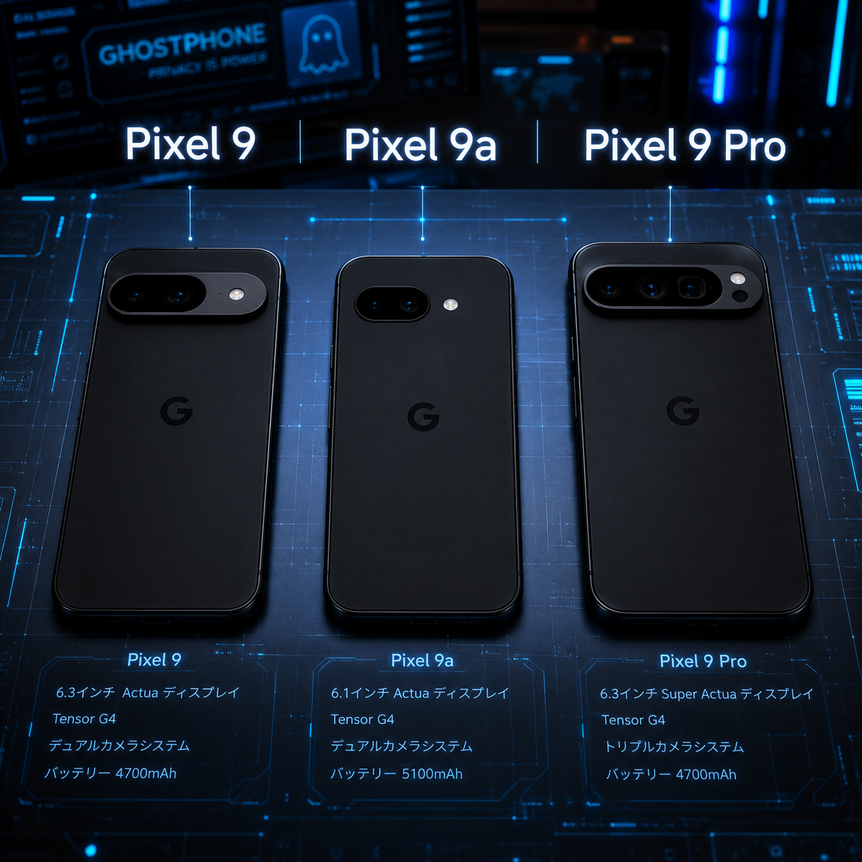 GhostPhone Pixel9 シリーズ | 匿名スマホ・プライバシー特化Android | 脱Google